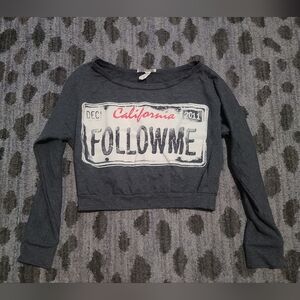 California License Plate Cropped Sweater sz S